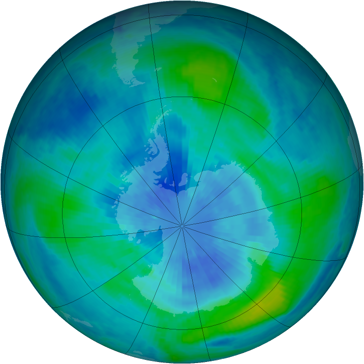 Antarctic ozone map for 20 March 2001